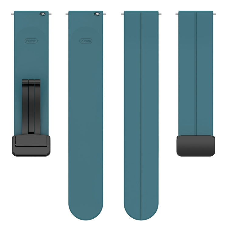 22mm Universal Flat Head Groove Folding Black Buckle Silicone Watch Band(Navy Green) - Smart Wear by PMC TechLife | Online Shopping South Africa | PMC TechLife