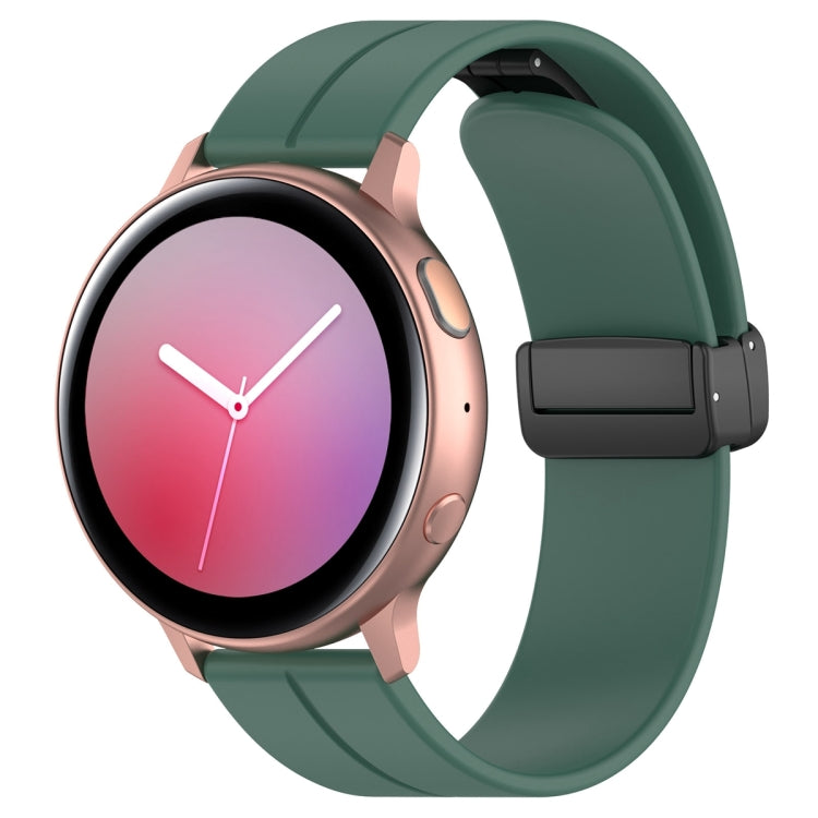22mm Universal Flat Head Groove Folding Black Buckle Silicone Watch Band(Dark Green) - Smart Wear by PMC TechLife | Online Shopping South Africa | PMC TechLife