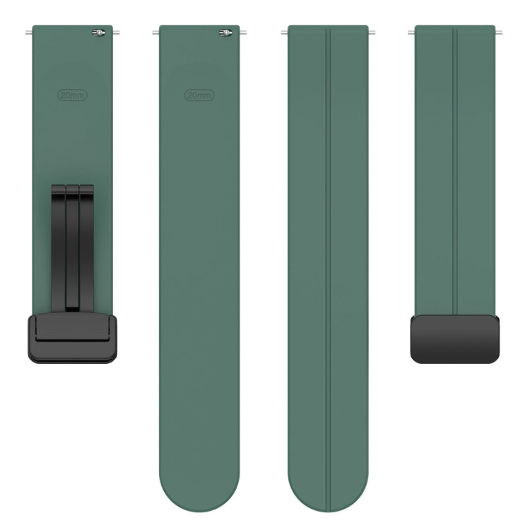 22mm Universal Flat Head Groove Folding Black Buckle Silicone Watch Band(Dark Green) - Smart Wear by PMC TechLife | Online Shopping South Africa | PMC TechLife