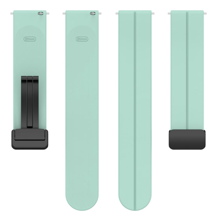 22mm Universal Flat Head Groove Folding Black Buckle Silicone Watch Band(Teal) - Smart Wear by PMC TechLife | Online Shopping South Africa | PMC TechLife
