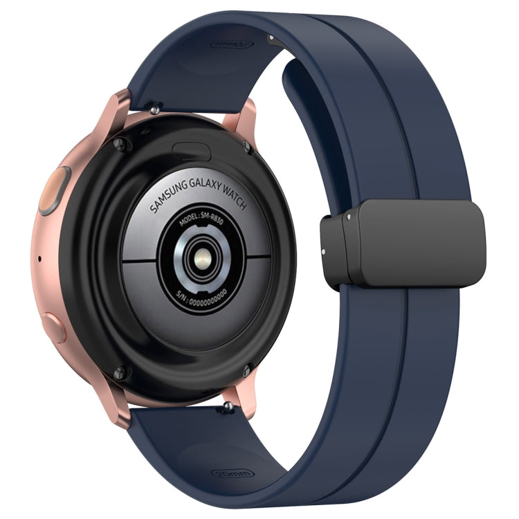 22mm Universal Flat Head Groove Folding Black Buckle Silicone Watch Band(Midnight Blue) - Smart Wear by PMC TechLife | Online Shopping South Africa | PMC TechLife