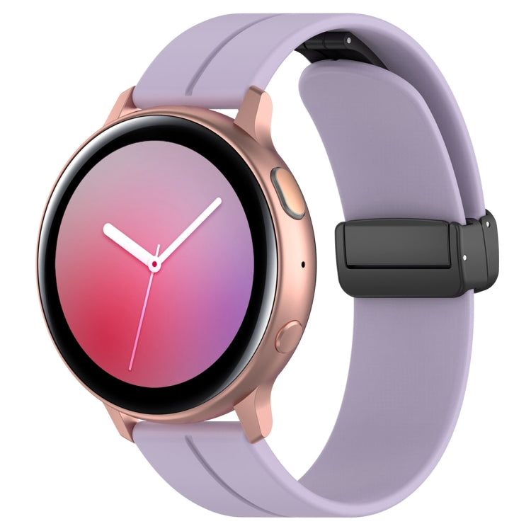 22mm Universal Flat Head Groove Folding Black Buckle Silicone Watch Band(Purple) - Smart Wear by PMC TechLife | Online Shopping South Africa | PMC TechLife