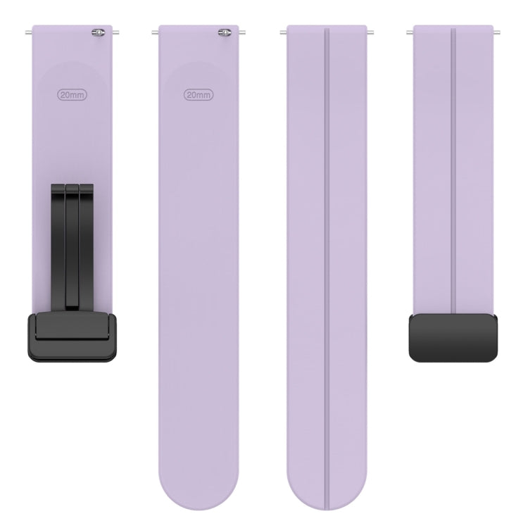 22mm Universal Flat Head Groove Folding Black Buckle Silicone Watch Band(Purple) - Smart Wear by PMC TechLife | Online Shopping South Africa | PMC TechLife