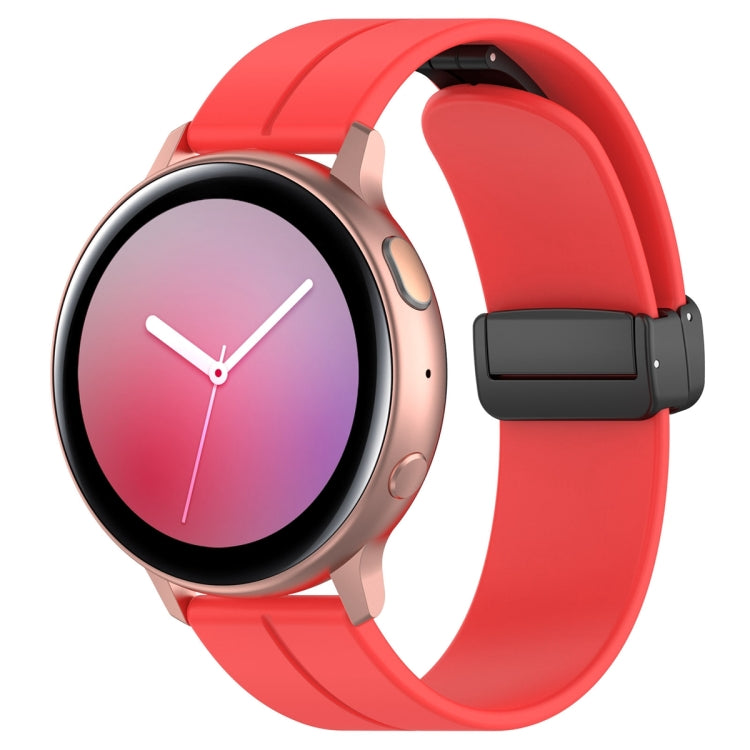 22mm Universal Flat Head Groove Folding Black Buckle Silicone Watch Band(Red) - Smart Wear by PMC TechLife | Online Shopping South Africa | PMC TechLife