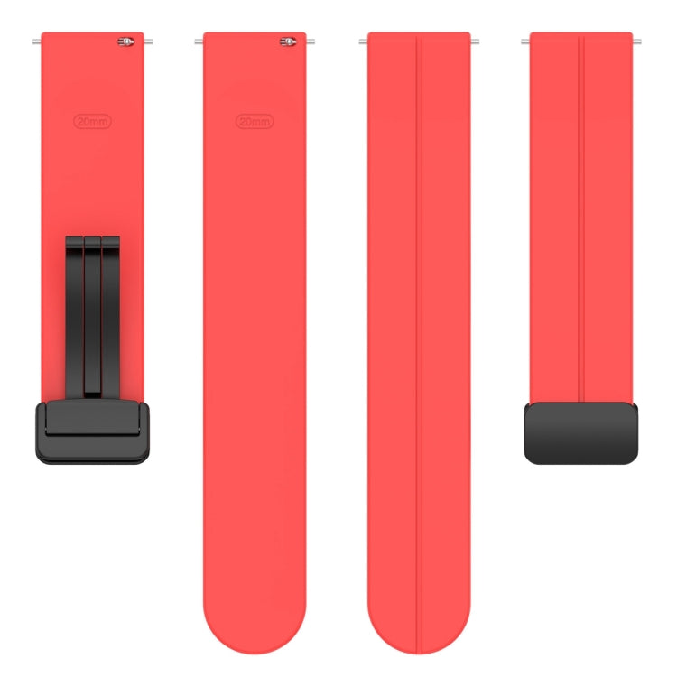 22mm Universal Flat Head Groove Folding Black Buckle Silicone Watch Band(Red) - Smart Wear by PMC TechLife | Online Shopping South Africa | PMC TechLife