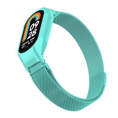 For Xiaomi Mi Band 8 Integrated Metal Case + Milanese Magnetic Watch Band(Tiffany Blue) - Smart Wear by PMC Jewellery | Online Shopping South Africa | PMC Jewellery