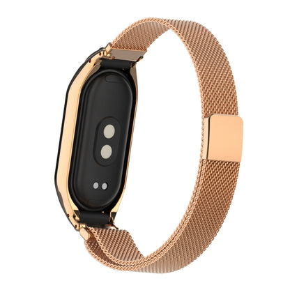 For Xiaomi Mi Band 8 Integrated Metal Case + Milanese Magnetic Watch Band(Rose Gold) - Smart Wear by PMC Jewellery | Online Shopping South Africa | PMC Jewellery