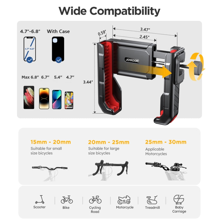 JOYROOM JR-ZS266 Bicycle Handle Phone Mount Compatible with 4.7-6.8 inch(Black) - free shipping - PMC TechLife - Order now!