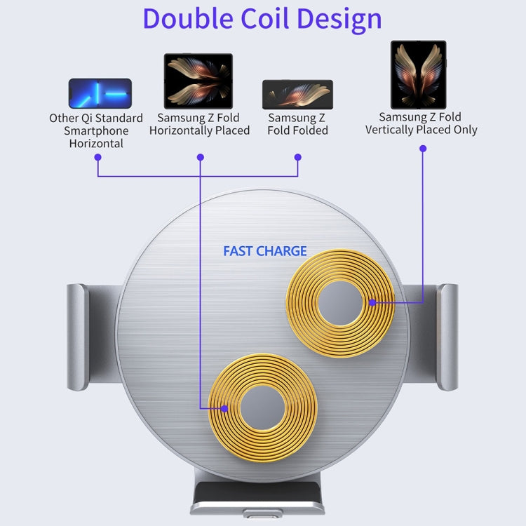 For Samsung Galaxy Z Fold4 / 3 S9 Dual Coil Car Phone Holder Wireless Charger - Wireless Charger Holders by PMC TechLife | Online Shopping South Africa | PMC TechLife
