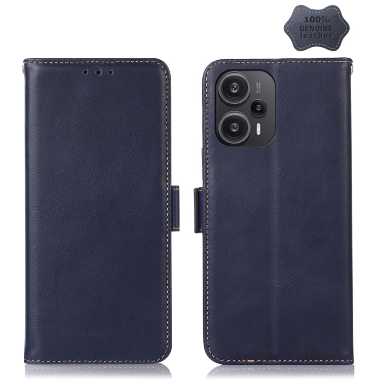 For Xiaomi Redmi Note 12 Turbo 5G Crazy Horse Top Layer Cowhide Leather Phone Case(Blue) - Xiaomi Cases by PMC TechLife | Online Shopping South Africa | PMC TechLife