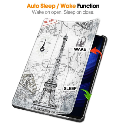 For Xiaomi Pad 6 / 6 Pro Custer Painted 3-Fold Stand Leather Smart Tablet Case(Retro Eiffel Tower) -  by PMC Jewellery | Online Shopping South Africa | PMC Jewellery