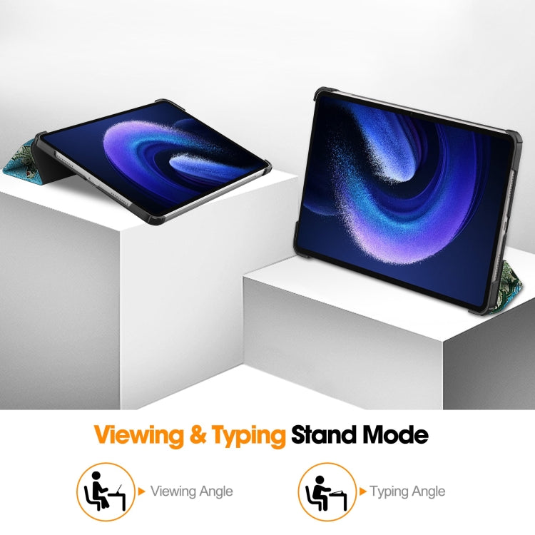 For Xiaomi Pad 6 / 6 Pro Custer Painted 3-Fold Stand Leather Smart Tablet Case(Apricot Blossom) - free shipping - PMC TechLife - Order now!
