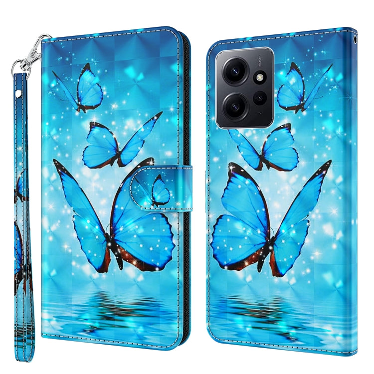 For Xiaomi Redmi Note 12 4G Global 3D Painting Pattern Flip Leather Phone Case(Three Butterflies) - Note 12 Cases by PMC Jewellery | Online Shopping South Africa | PMC Jewellery