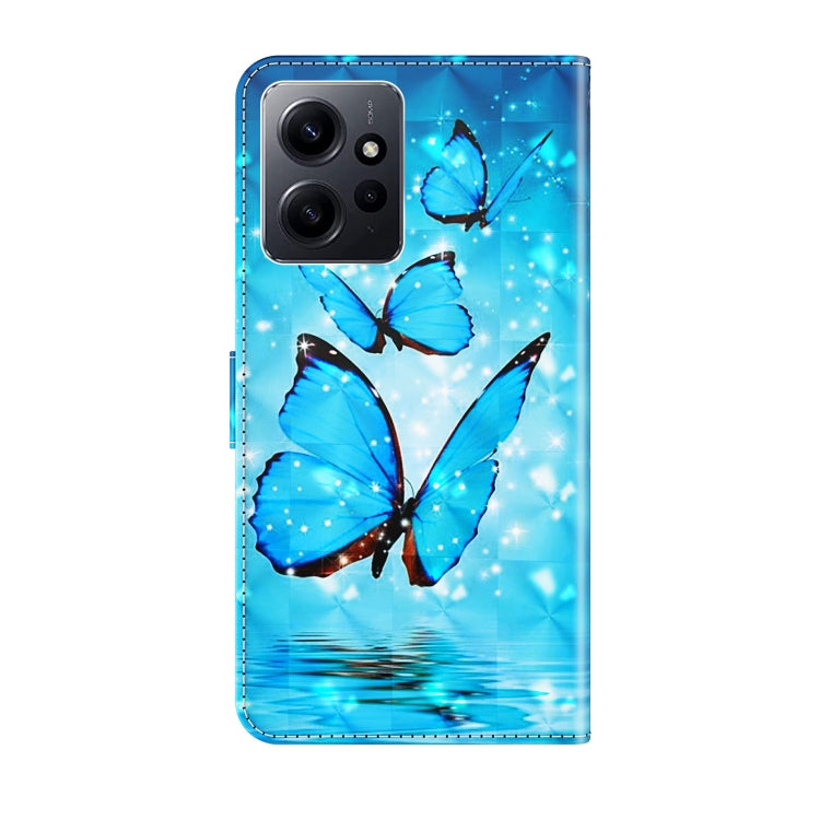 For Xiaomi Redmi Note 12 4G Global 3D Painting Pattern Flip Leather Phone Case(Three Butterflies) - free shipping - PMC TechLife - Order now!
