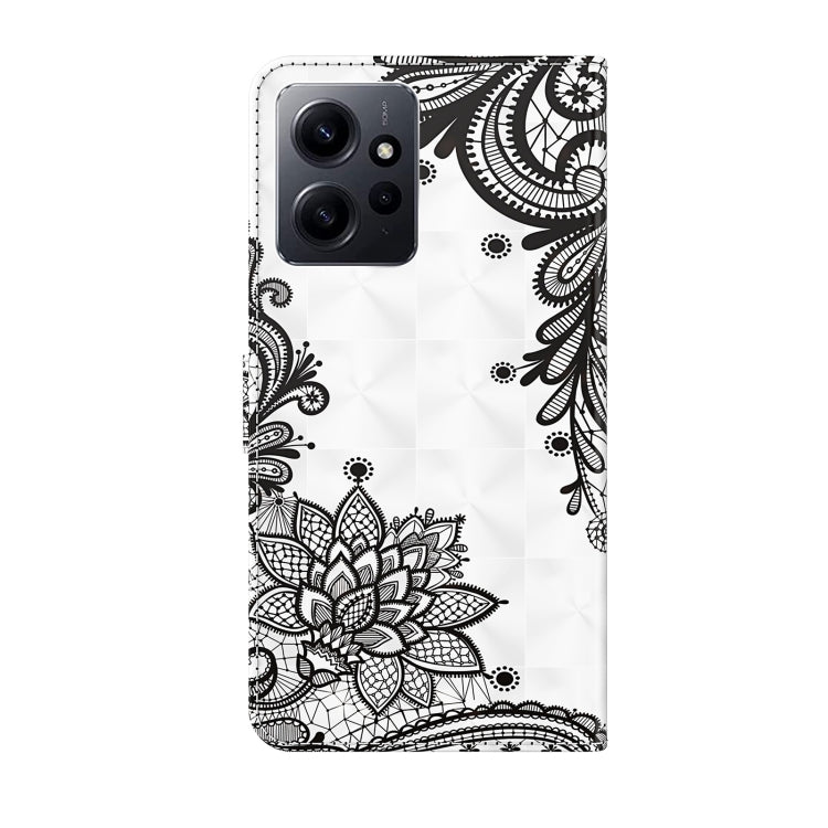 For Xiaomi Redmi Note 12 4G Global 3D Painting Pattern Flip Leather Phone Case(Diagonal Black Flower) - free shipping - PMC TechLife - Order now!