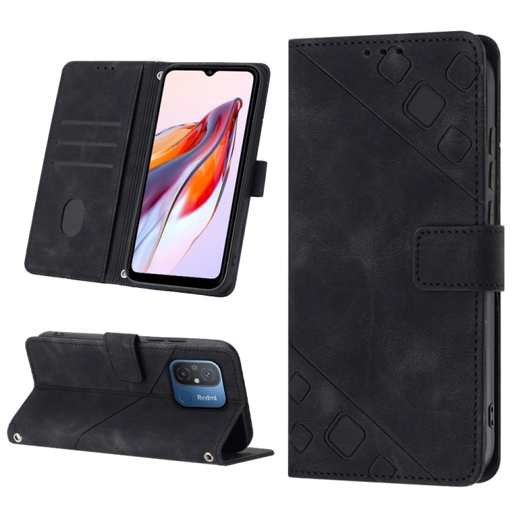 For Xiaomi Poco C55 / Redmi 12C / 11A Skin-feel Embossed Leather Phone Case(Black) - free shipping - PMC TechLife - Order now!