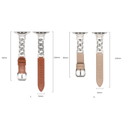 Chain Genuine Leather Watch Band For Apple Watch Series 8&7 41mm / SE 2&6&SE&5&4 40mm / 3&2&1 38mm, Size:L(Grey) - Smart Wear by PMC Jewellery | Online Shopping South Africa | PMC Jewellery