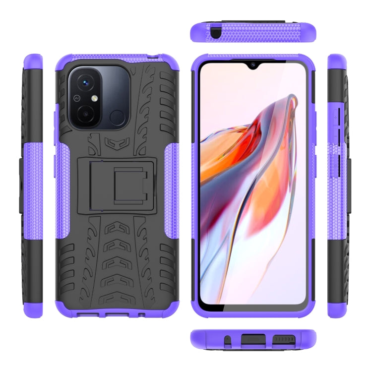 For Xiaomi Redmi 12C Tire Texture TPU + PC Phone Case with Holder(Purple) - free shipping - PMC TechLife - Order now!