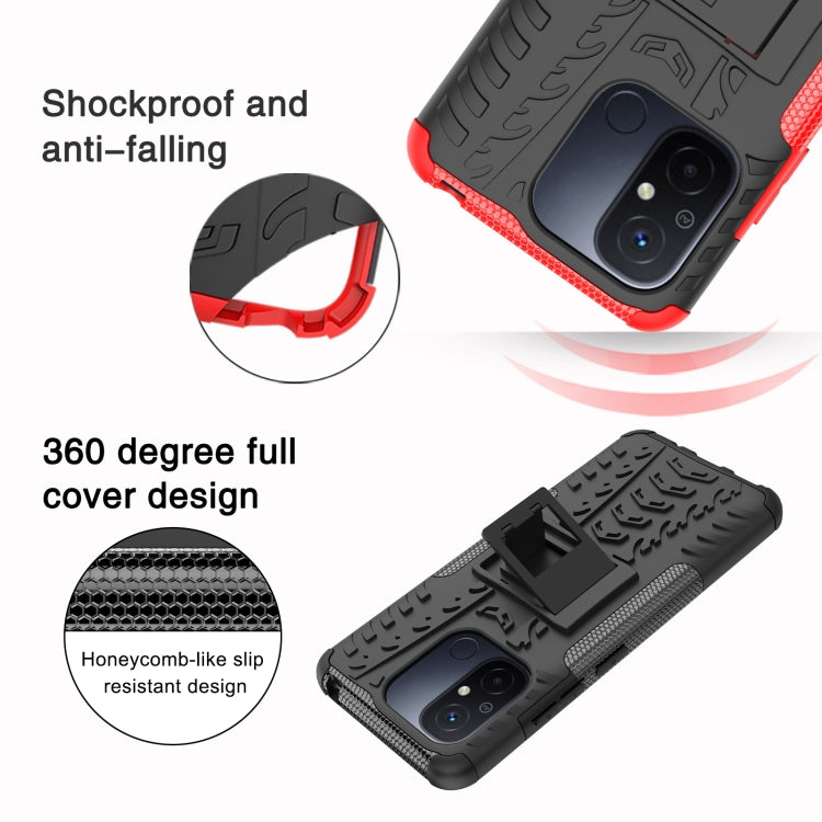 For Xiaomi Redmi 12C Tire Texture TPU + PC Phone Case with Holder(Red) - free shipping - PMC TechLife - Order now!