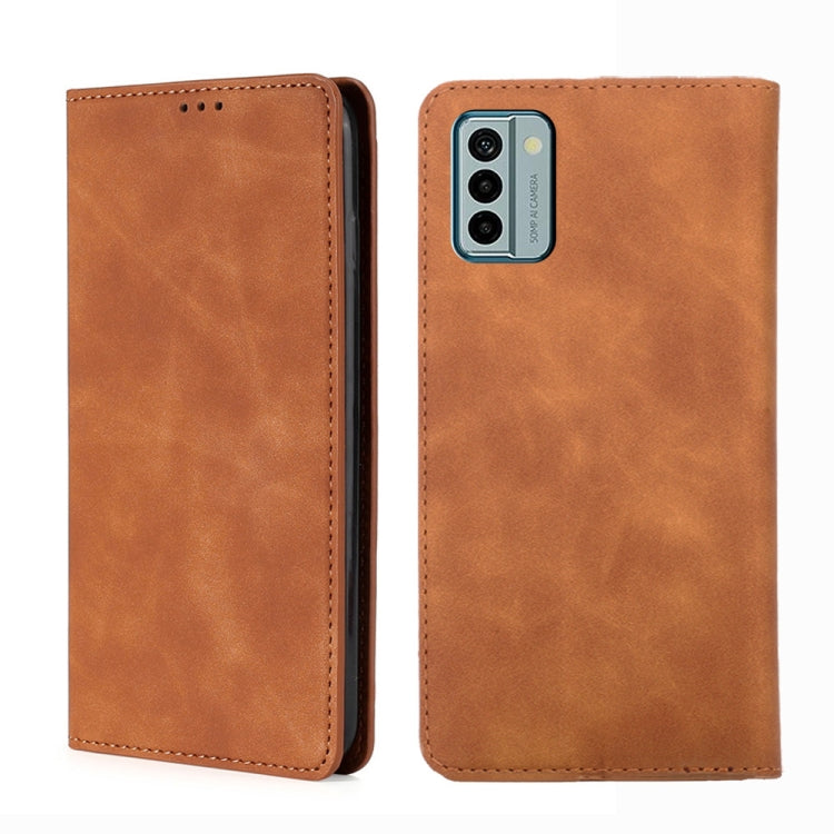 For Nokia G22 Skin Feel Magnetic Horizontal Flip Leather Phone Case(Light Brown) - free shipping - PMC TechLife - Order now!