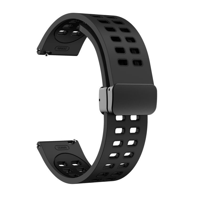 22mm Double-row Hole Folding Black Buckle Two-color Silicone Watch Band(Black) - Smart Wear by PMC TechLife | Online Shopping South Africa | PMC TechLife