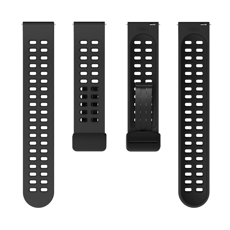 22mm Double-row Hole Folding Black Buckle Two-color Silicone Watch Band(Black) - Smart Wear by PMC TechLife | Online Shopping South Africa | PMC TechLife