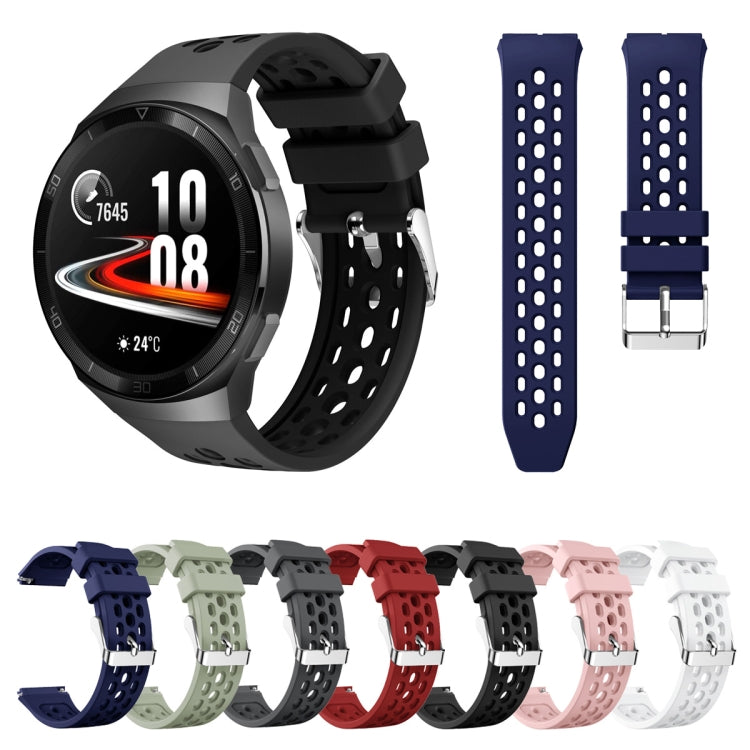 For Huawei Watch GT 2e Solid Color Round Hole Silicone Watch Band(Pink) - Smart Wear by PMC TechLife | Online Shopping South Africa | PMC TechLife