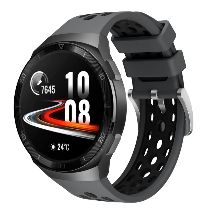For Huawei Watch GT 2e Two Color Round Hole Silicone Watch Band(Grey Balck) - Smart Wear by PMC TechLife | Online Shopping South Africa | PMC TechLife