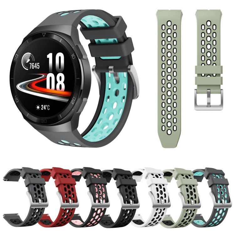 For Huawei Watch GT 2e Two Color Round Hole Silicone Watch Band(Grey Balck) - Smart Wear by PMC TechLife | Online Shopping South Africa | PMC TechLife