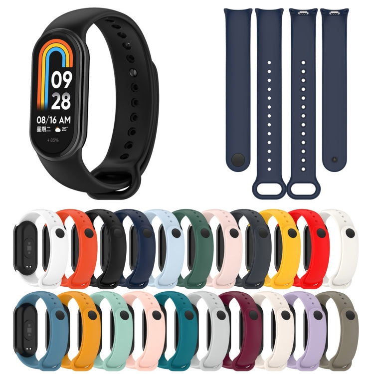 For Xiaomi Mi Band 8 Solid Color Stainless Steel Plug Replacement Watch Band (Navy Blue) - Watch Bands by PMC TechLife | Online Shopping South Africa | PMC TechLife