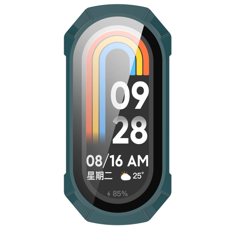 For Xiaomi Mi Band 8 PC + Tempered Glass Integrated Protective Watch Case(Pine Green) - Smart Wear by PMC TechLife | Online Shopping South Africa | PMC TechLife