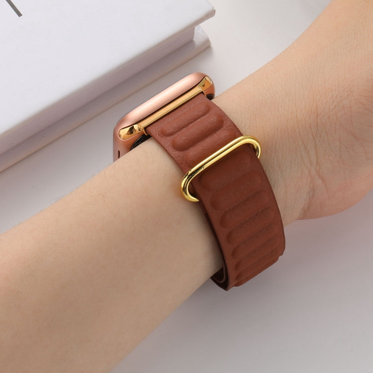 Magnetic Reverse Buckle Watch Band For Apple Watch Series 8&7 41mm(Saddle Brown) - Smart Wear by PMC TechLife | Online Shopping South Africa | PMC TechLife