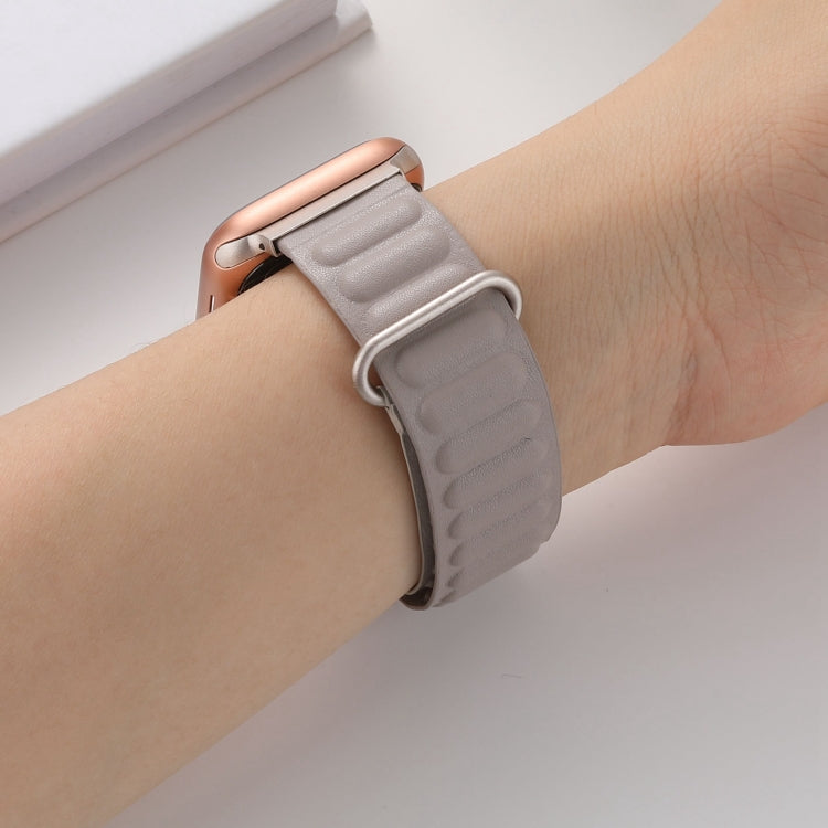 Magnetic Reverse Buckle Watch Band For Apple Watch Series 8&7 41mm(Khaki) - Smart Wear by PMC TechLife | Online Shopping South Africa | PMC TechLife