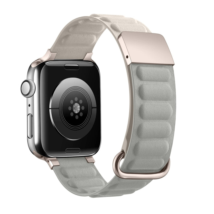 Magnetic Reverse Buckle Watch Band For Apple Watch Series 8&7 41mm(Starlight Grey) - Smart Wear by PMC TechLife | Online Shopping South Africa | PMC TechLife