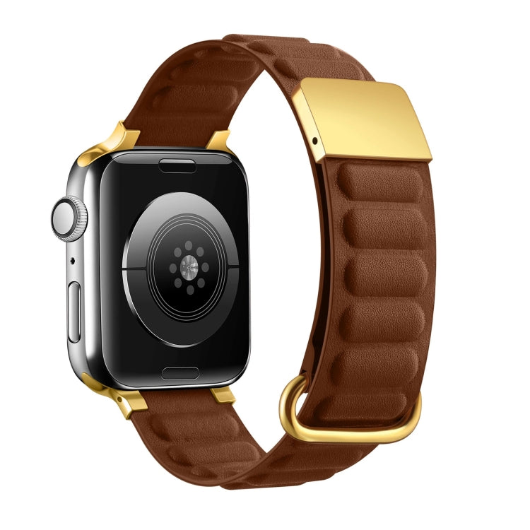 Magnetic Reverse Buckle Watch Band For Apple Watch Series 8&7 45mm(Saddle Brown) - Smart Wear by PMC TechLife | Online Shopping South Africa | PMC TechLife