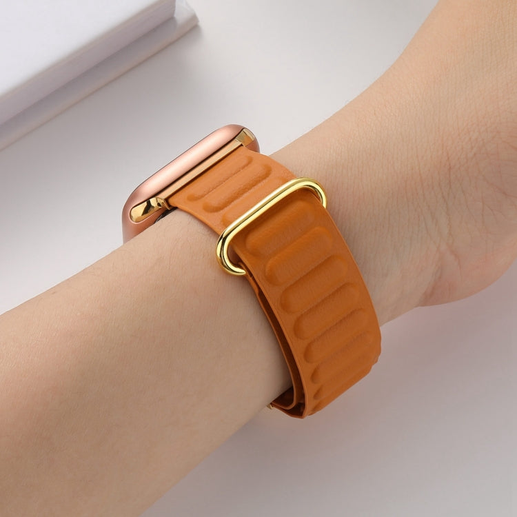 Magnetic Reverse Buckle Watch Band For Apple Watch Series 8&7 45mm(Orange) - Smart Wear by PMC TechLife | Online Shopping South Africa | PMC TechLife