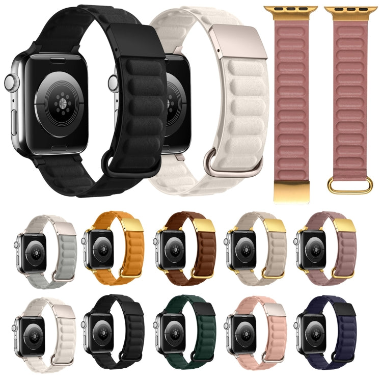 Magnetic Reverse Buckle Watch Band For Apple Watch Series 8&7 45mm(Saddle Brown) - Smart Wear by PMC Jewellery | Online Shopping South Africa | PMC Jewellery