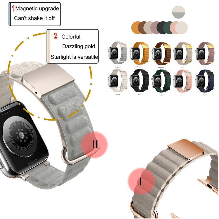 Magnetic Reverse Buckle Watch Band For Apple Watch Series 8&7 45mm(Starlight Grey) - Smart Wear by PMC TechLife | Online Shopping South Africa | PMC TechLife