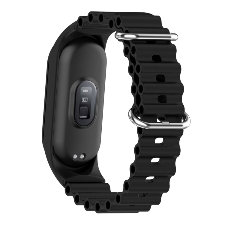 For Xiaomi Mi Band 7 / 6 / 5 / 4 / 3 Solid Color Marine Silicone Breathable Watch Band(Black) - Smart Wear by PMC TechLife | Online Shopping South Africa | PMC TechLife