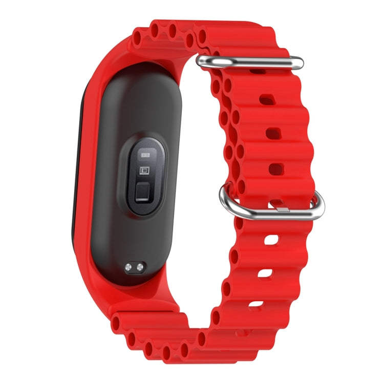 For Xiaomi Mi Band 7 / 6 / 5 / 4 / 3 Solid Color Marine Silicone Breathable Watch Band(Red) - Smart Wear by PMC TechLife | Online Shopping South Africa | PMC TechLife