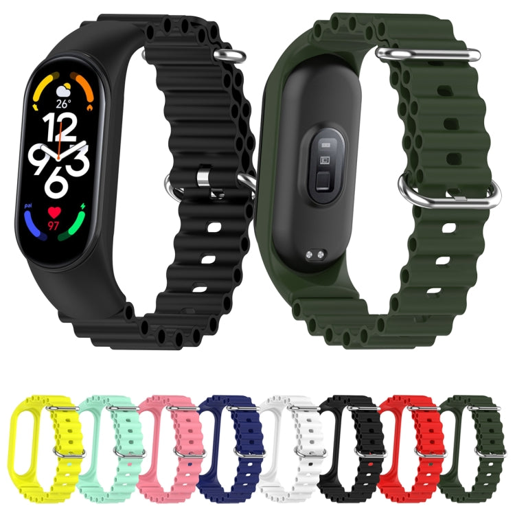 For Xiaomi Mi Band 7 / 6 / 5 / 4 / 3 Solid Color Marine Silicone Breathable Watch Band(Blue) - Smart Wear by PMC TechLife | Online Shopping South Africa | PMC TechLife