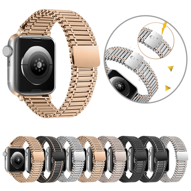 Chain Magnetic Stainless Steel Watch Band For Apple Watch Series 8&7 41mm / SE 2&6&SE&5&4 40mm / 3&2&1 38mm(Rose Gold+Silver) - Smart Wear by PMC Jewellery | Online Shopping South Africa | PMC Jewellery