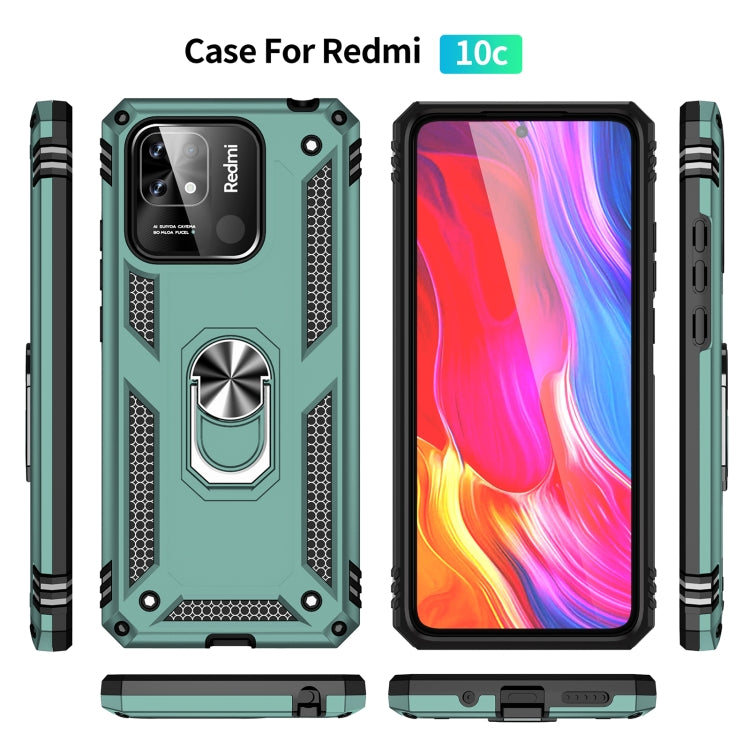 For Xiaomi Redmi 12C / 11A Shockproof TPU + PC Phone Case with Holder(Dark Green) - free shipping - PMC TechLife - Order now!