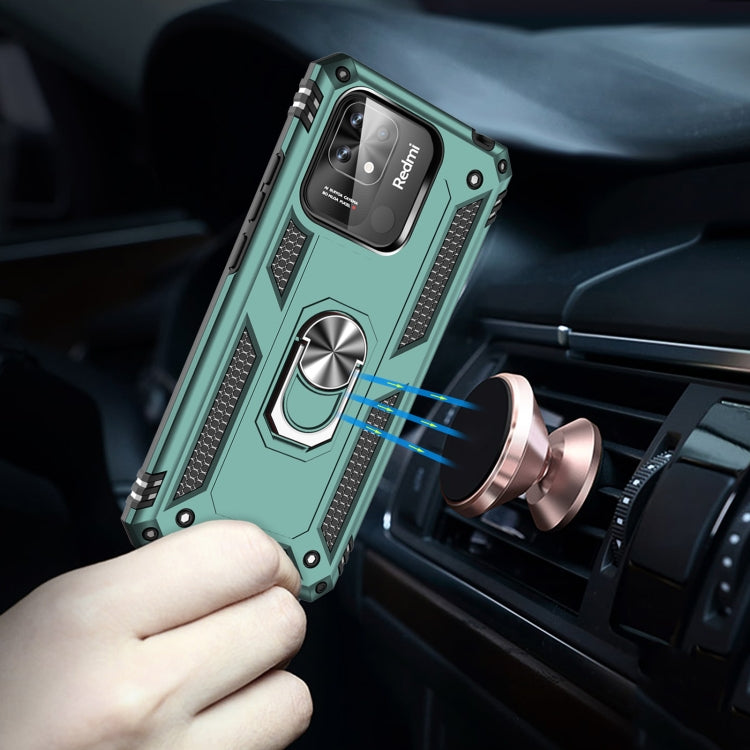 For Xiaomi Redmi 12C / 11A Shockproof TPU + PC Phone Case with Holder(Dark Green) - free shipping - PMC TechLife - Order now!
