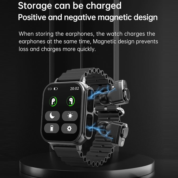 N22 2 in 1 1.96 inch HD Display Sport Bluetooth Call Earphone Smart Watch(Black) - Smart Wear by PMC TechLife | Online Shopping South Africa | PMC TechLife