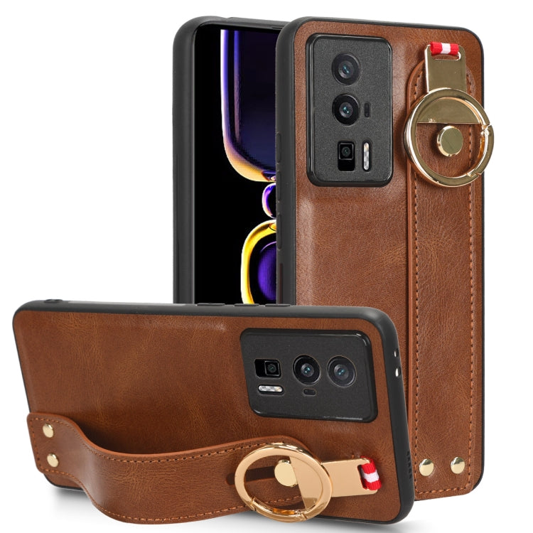 For Xiaomi Redmi K60 / K60 Pro Wristband Leather Back Phone Case(Brown) - free shipping - PMC TechLife - Order now!