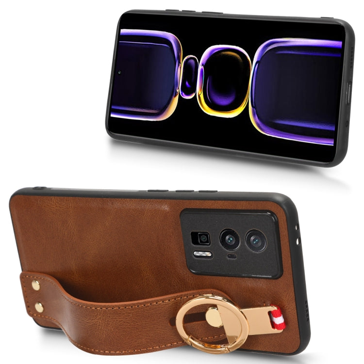 For Xiaomi Redmi K60 / K60 Pro Wristband Leather Back Phone Case(Brown) - free shipping - PMC TechLife - Order now!