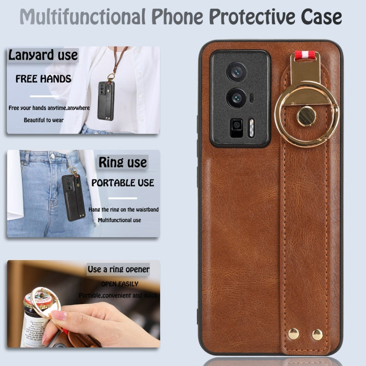 For Xiaomi Redmi K60 / K60 Pro Wristband Leather Back Phone Case(Brown) - free shipping - PMC TechLife - Order now!