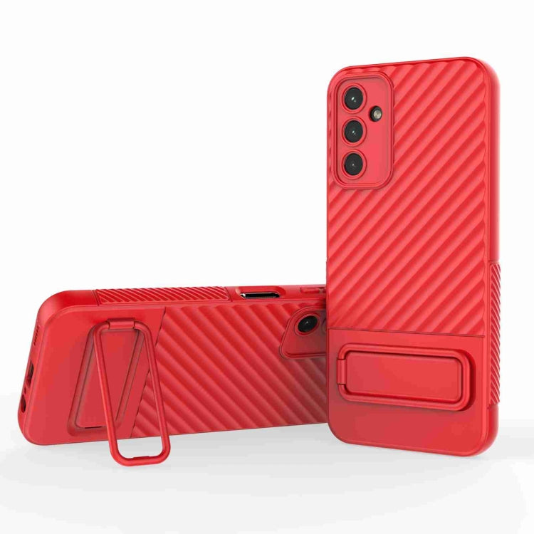 For Samsung Galaxy A14 5G Wavy Texture TPU Phone Case with Lens Film(Red) - free shipping - PMC TechLife - Order now!