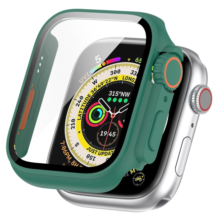 For Apple Watch Series 8 & 7 41mm Tempered Film + PC Integrated Watch Protective Case(Green) - Watch Cases by PMC TechLife | Online Shopping South Africa | PMC TechLife